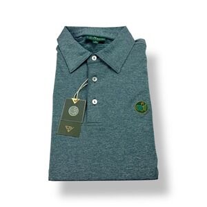 Masters Golf Polo Mens Medium Dark Green Heathered ANGC Performance Shirt NWT